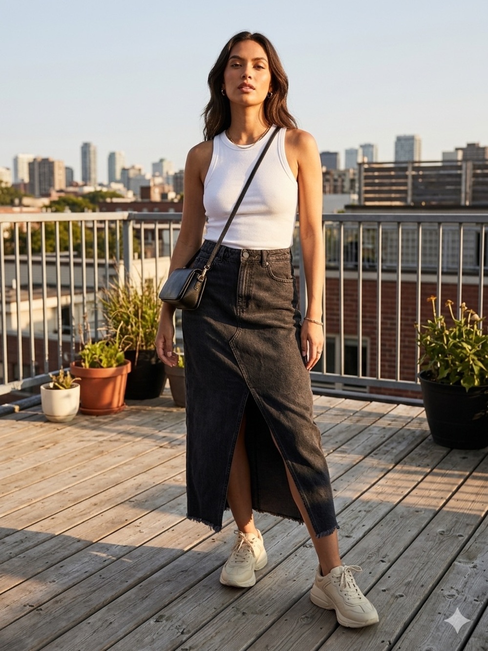 Dynamite Black Washed Denim Skirt